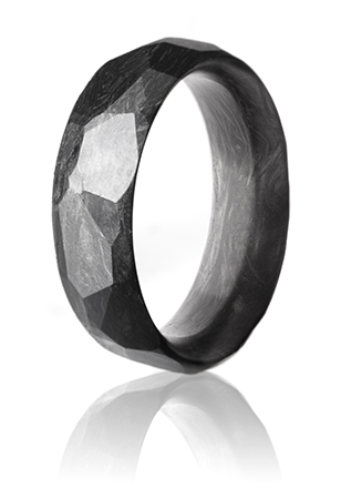 Forged Carbon Ring with Faceted Exterior. 