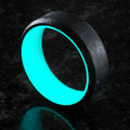 Turquoise Glow Ring with Forged Carbon Fiber Exterior and beveled edges.