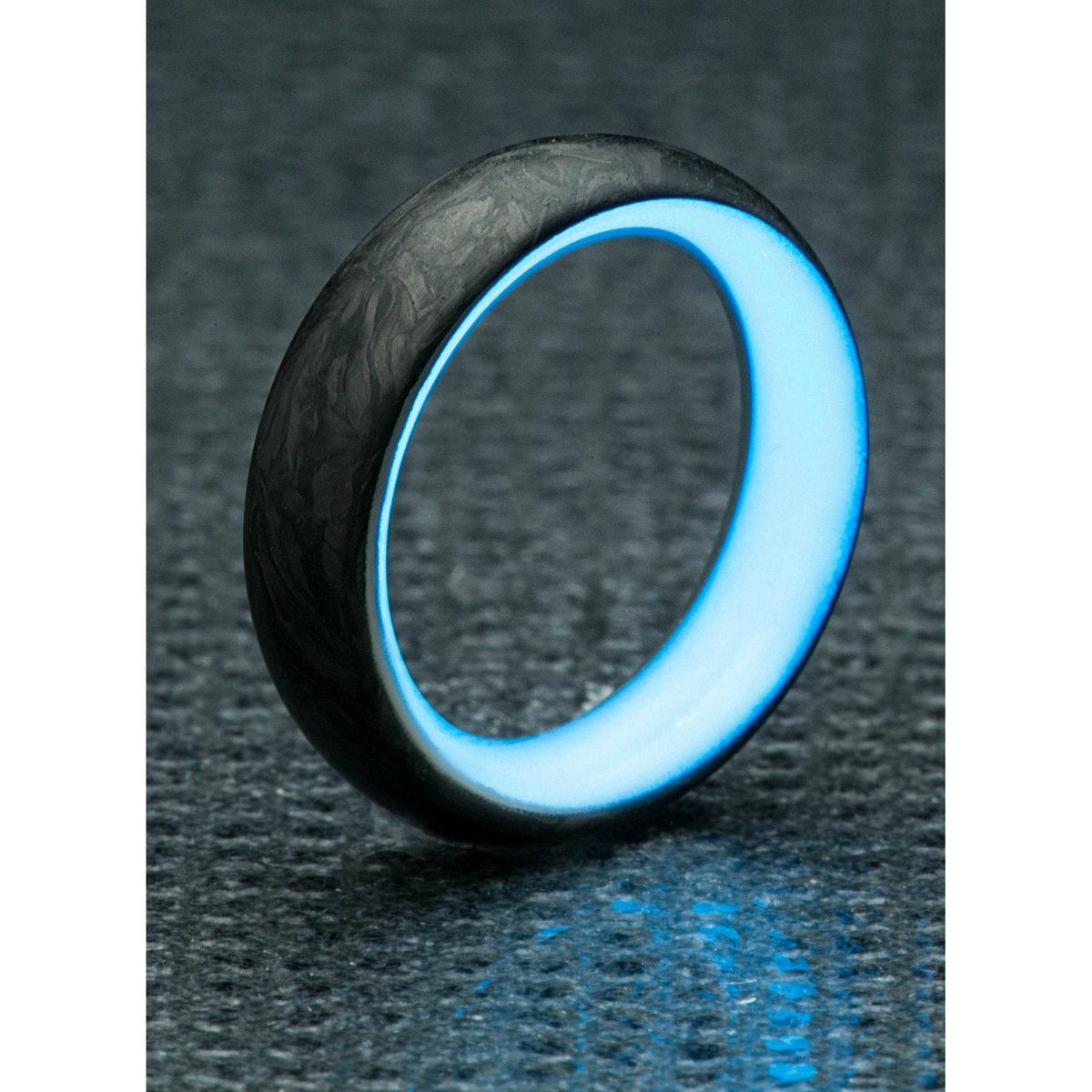 The Lume Ring - Forged Carbon Fiber Blue Glow Ring by Carbon 6