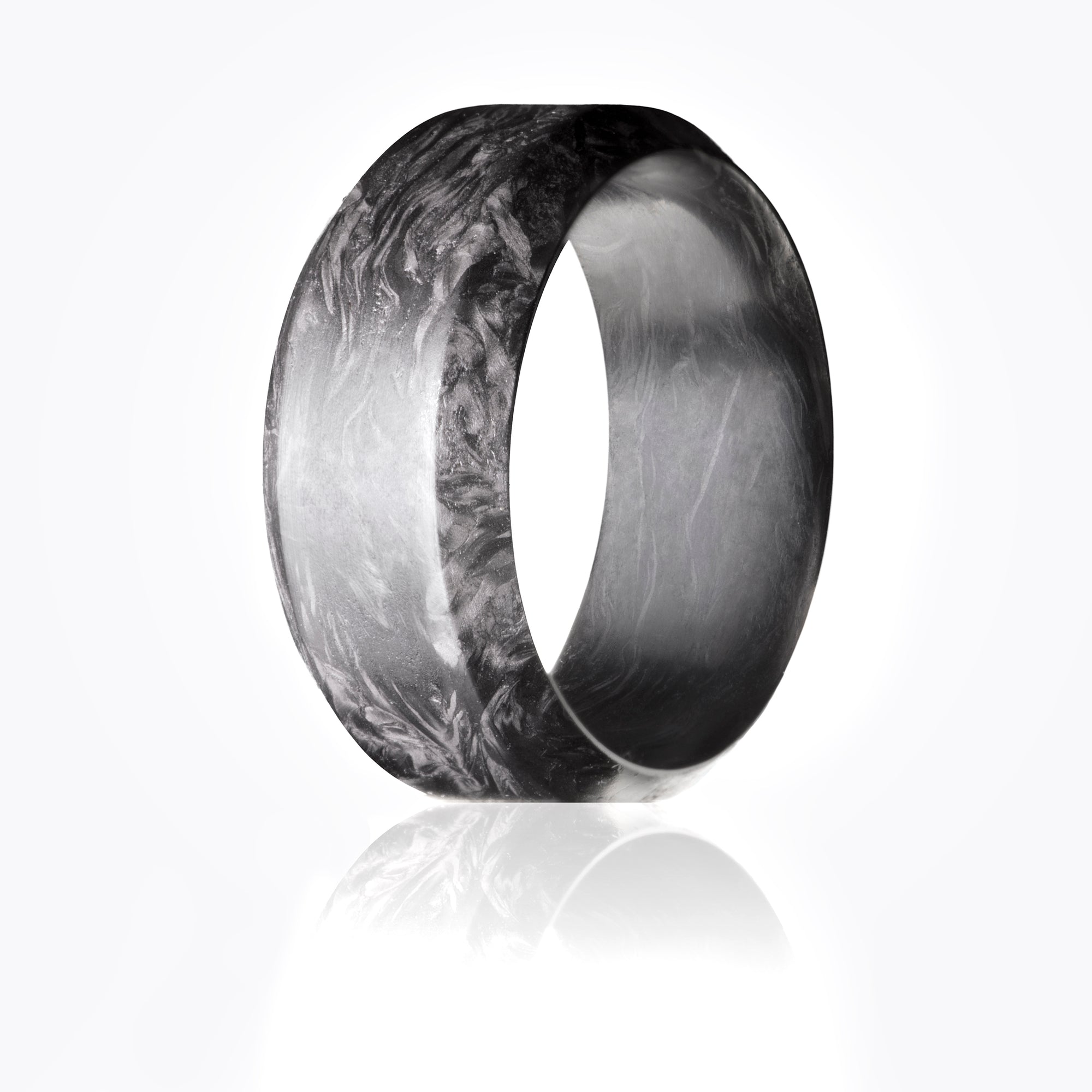 Forged Carbon 8mm ring with beveled edges.
