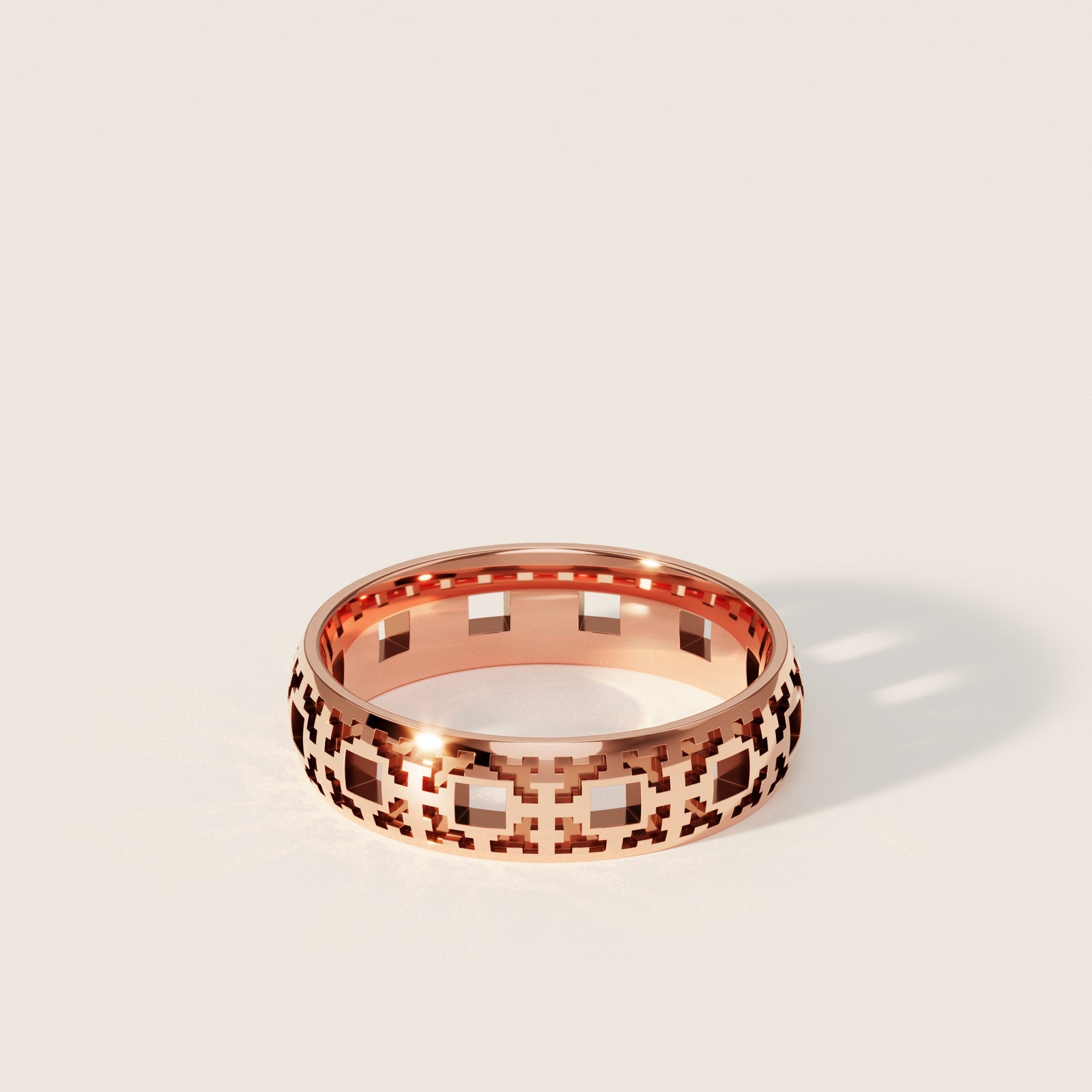 Fractal|Profile=Dome|Width=6mm|Metal=RG|Pattern=Outside|Finish=High-Polish|Engrave=No