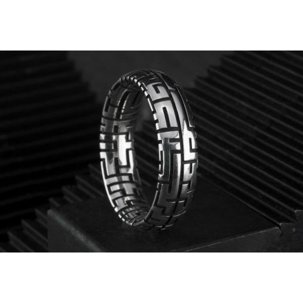 Wedding Band with Sterling Silver Outer Shell and a Forged Carbon Fiber Core. Handmade by Carbon6 Rings. 