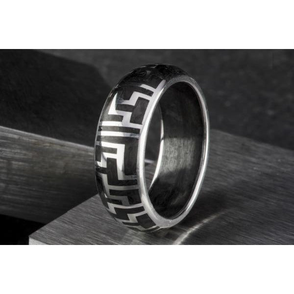 18 Karat Gold Wedding Band with Forged Carbon Fiber Core. Handmade by Carbon6 Rings. 