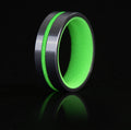 Green Glow Ring with Titanium exterior and a center glow stripe.