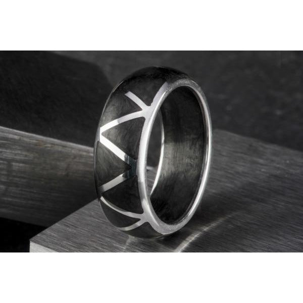 18 Karat Gold Forged Carbon Truss Ring - Carbon6