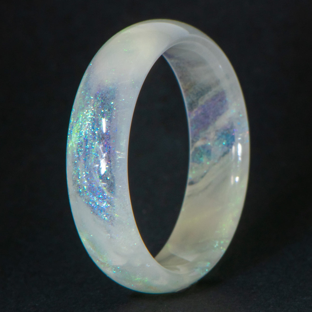 Radius ring made from iridescent resin. 