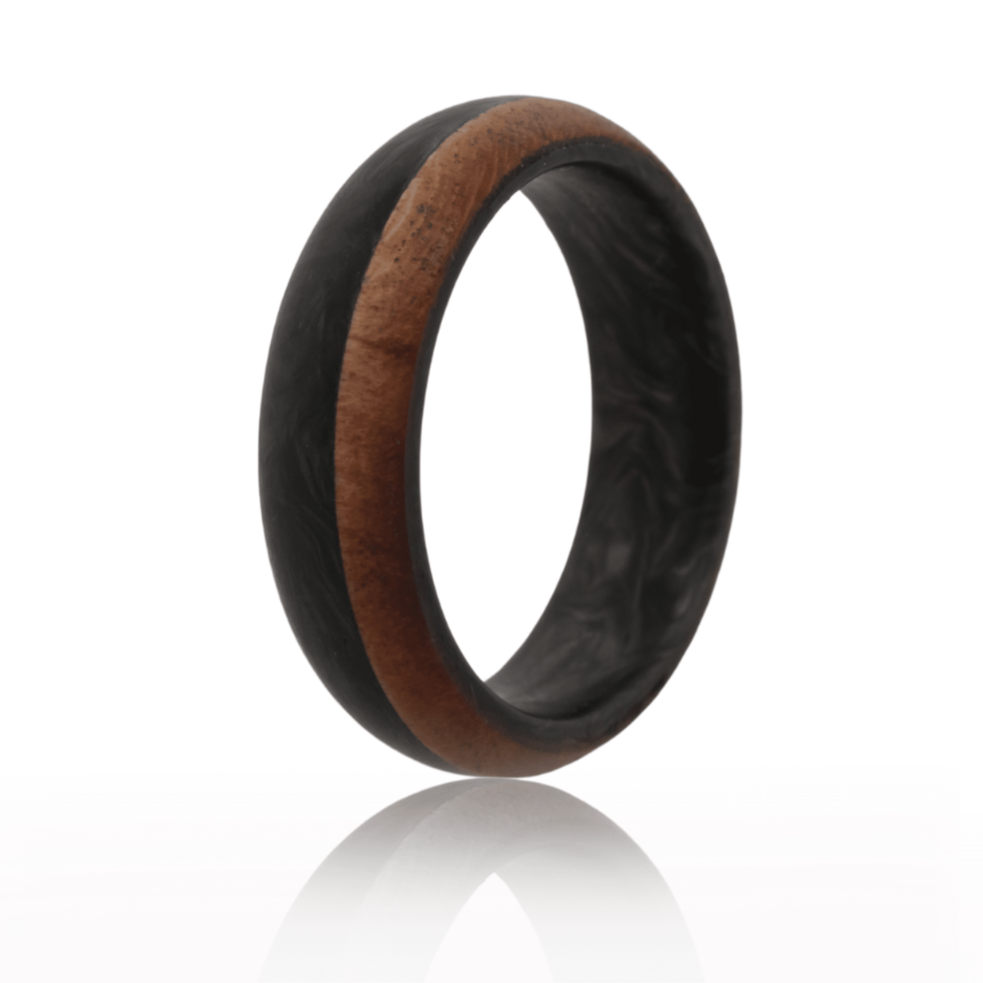 Forged Carbon Fiber Ring with cherry wood rim.