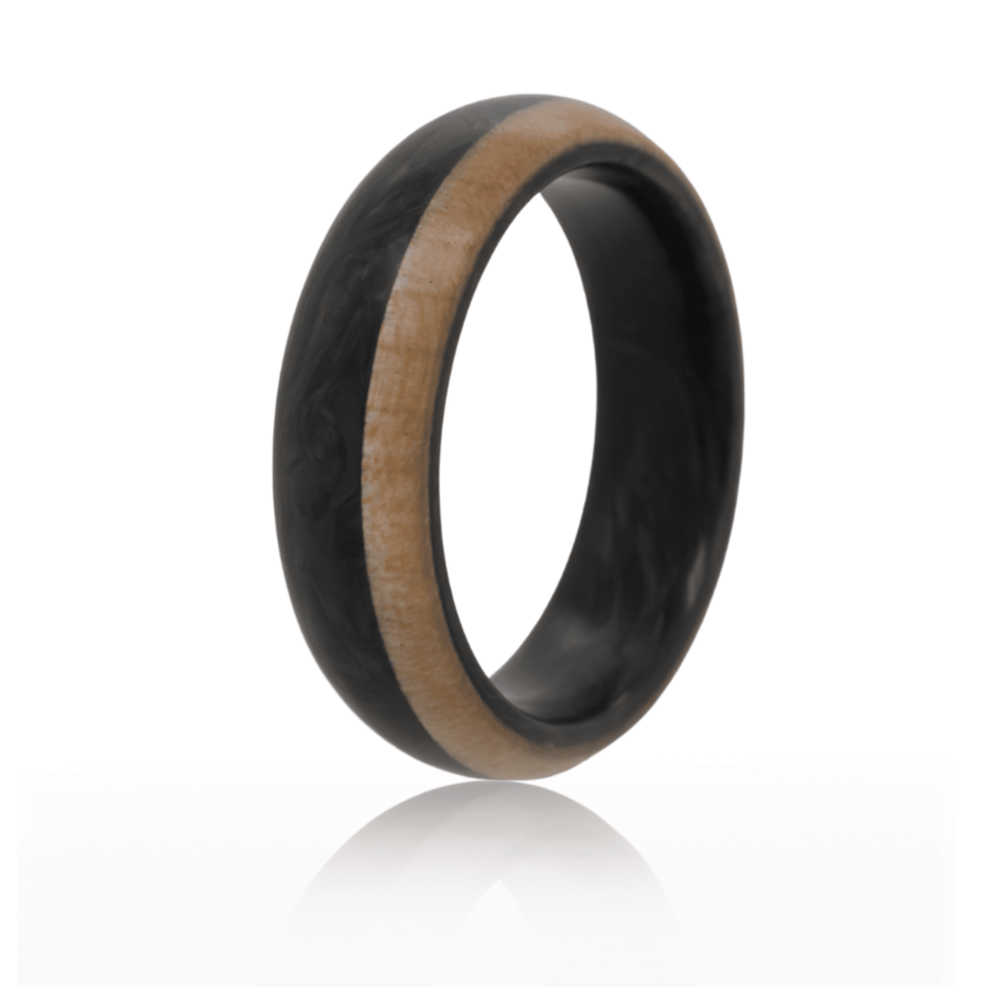 Forged Carbon Fiber Ring with maple wood rim.