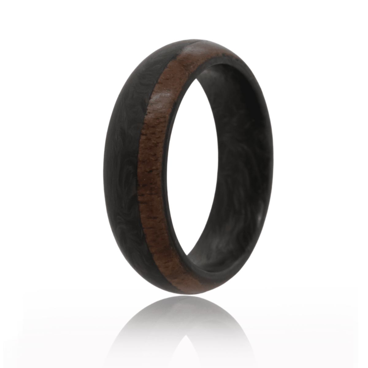 Forged Carbon Fiber ring with walnut wood rim.